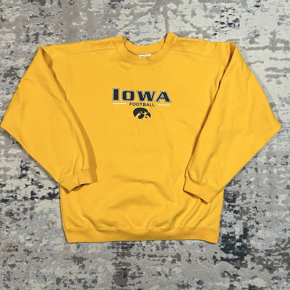 Vintage IOWA Hawkeyes The Cotton Exchange Yellow Sweatshirt Medium Made in USA
